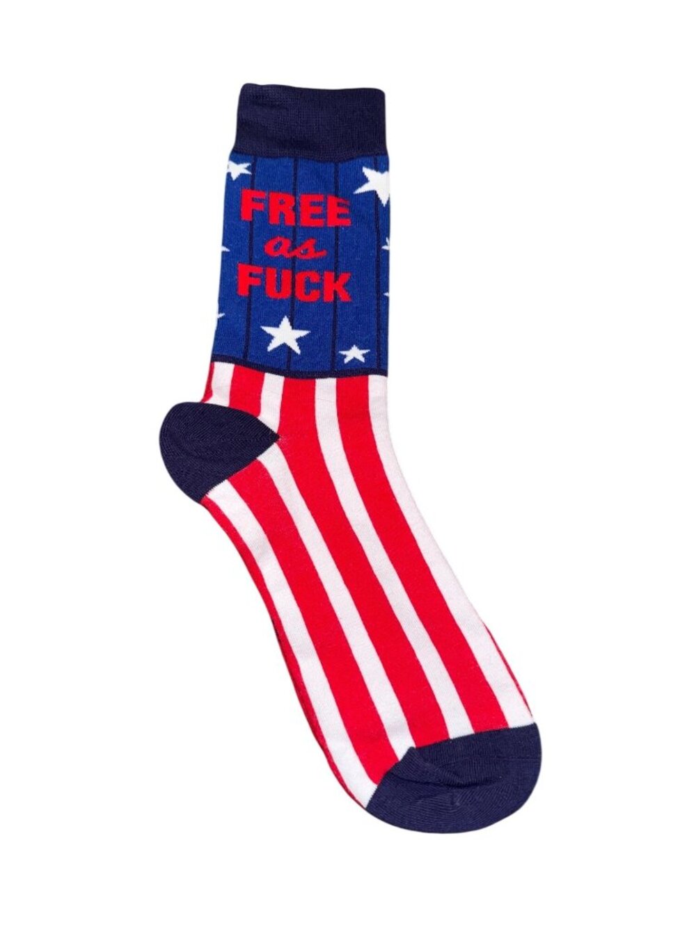 Free As F Crew Socks - Patriotic Stars & Stripes Design - Mens Shoe Size 7-12.5